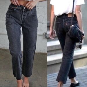 Levi’s Vintage Red Tag 501 Black Raw Hem Straight Leg Classic Fit Mom Jeans